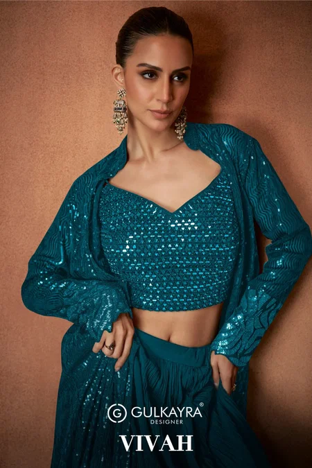 Vivah By Gulkayra Georgette Indo Western Lehenga Wholesale Shop In Surat
